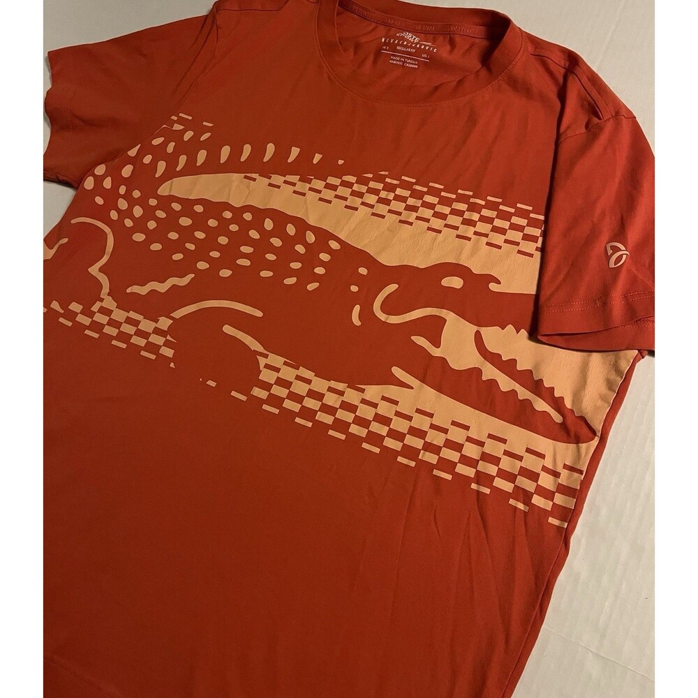 NEW Lacoste Sport Novak Djokovic Tennis Alligator Logo T-Shirt LARGE Orange